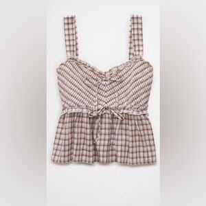 American Eagle Plaid baby doll top xl